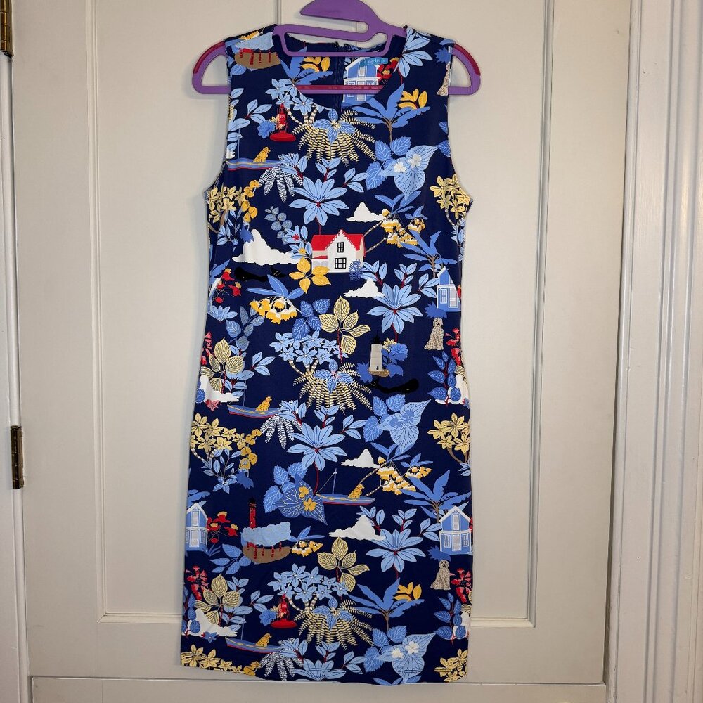 J. McLaughlin Sleeveless Sophia Dress Catalina Cloth Blue Vacation Print Small
